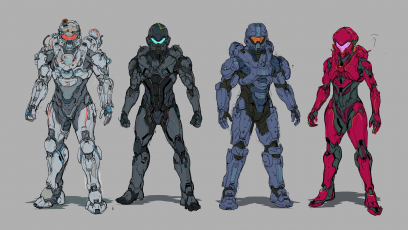 Concept art of Blue Team from the video game Halo 5 Guardians