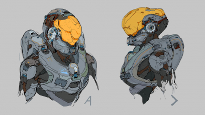 Concept art of Spartan Kelly from the video game Halo 5 Guardians