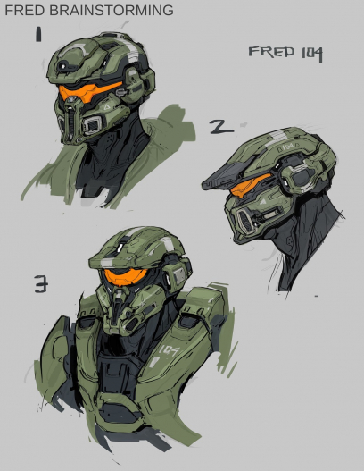 Concept art of Unsc Spartan Frederic from the video game Halo 5 Guardians by Kory Lynn Hubbell