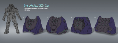 Concept art of Covenant Ammo Crate Sketches from the video game Halo 5 Guardians by Albert Ng