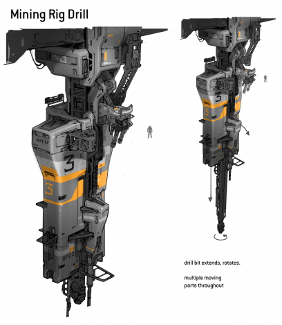Concept art of Mining Rig Drill from the video game Halo 5 Guardians by Kory Lynn Hubbell