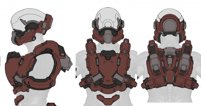 Concept art of Unsc Spartan Armor from the video game Halo 5 Guardians by Justin Oaksford