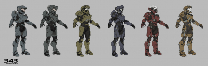 Concept art of Unsc Spartan Armor from the video game Halo 5 Guardians by Justin Oaksford