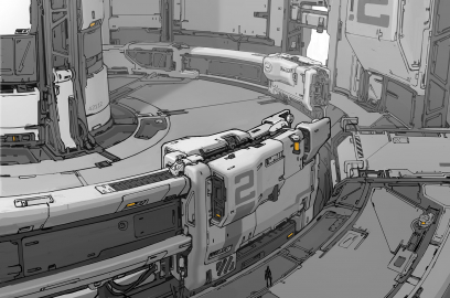 Concept art of Interior Concept from the video game Halo 5 Guardians by Kory Lynn Hubbell
