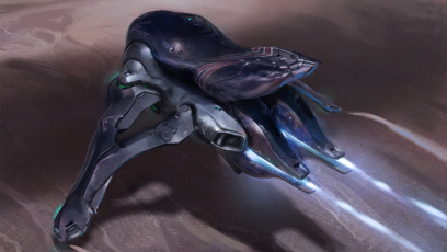 Concept art of Convenant Banshee from the video game Halo 5 Guardians