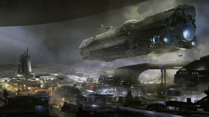 Concept art of Infinity from the video game Halo 5 Guardians by Nicolas Bouvier