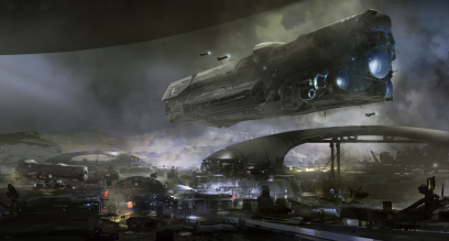 Concept art of Infinity from the video game Halo 5 Guardians by Nicolas Bouvier