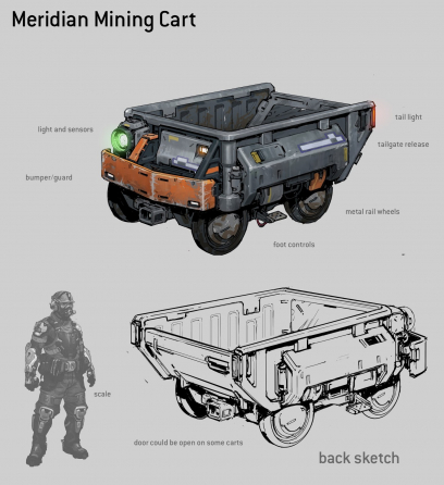 Concept art of Meridian Mining Cart from the video game Halo 5 Guardians by Kory Lynn Hubbell