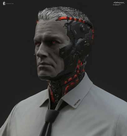 Concept art of Netwatch Agent from the video game Cyberpunk 2077 by Furio Tedeschi