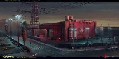 Concept art of Environment Concept from the video game Cyberpunk 2077 by Sergey Glushakov