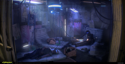 Concept art of Living In Kabuki from the video game Cyberpunk 2077 by Marthe Jonkers