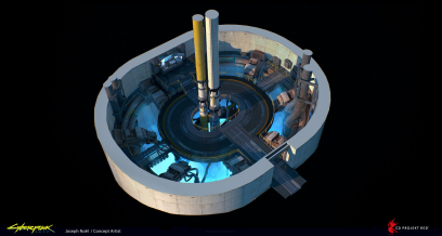 Concept art of Powerplant from the video game Cyberpunk 2077 by Joseph Noël