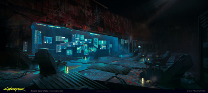 Concept art of Voodoo Boys Elders Lair from the video game Cyberpunk 2077 by Bogna Gawrońska