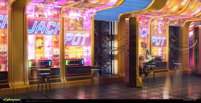 Concept art of Casino Machines from the video game Cyberpunk 2077 by Ward Lindhout