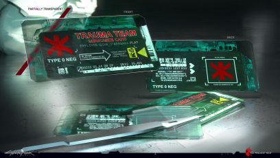 Concept art of Trauma Team Card from the video game Cyberpunk 2077 by Marcin Tomalak