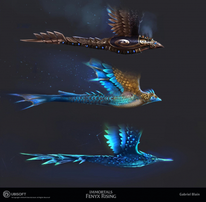Concept art of Bird Phoenix Designs from the video game Immortals Fenyx Rising by Gabriel Blain