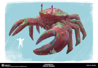 Concept art of Crab from the video game Immortals Fenyx Rising by Asim A