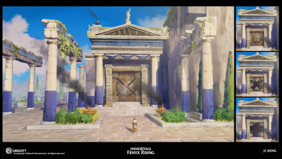Concept art of Vault Door from the video game Immortals Fenyx Rising by Jing Cherng Wong
