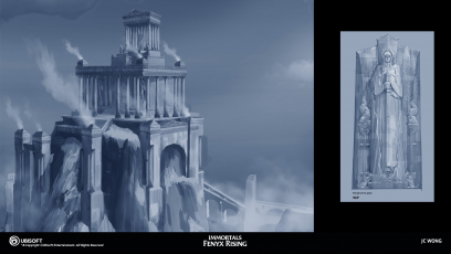 Concept art of Zeus Temple from the video game Immortals Fenyx Rising by Jing Cherng Wong
