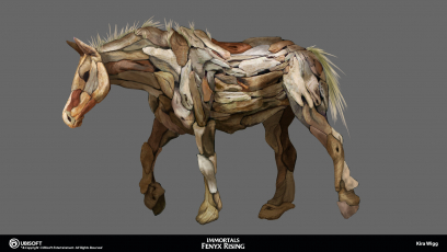 Concept art of Trojan Horse from the video game Immortals Fenyx Rising by Kira Wigg