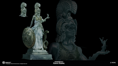 Concept art of Statue from the video game Immortals Fenyx Rising by Jing Cherng Wong