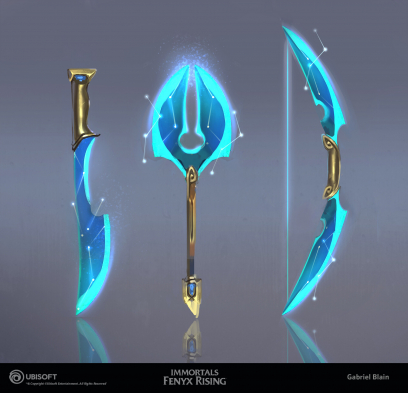 Concept art of Loot Weapons from the video game Immortals Fenyx Rising by Gabriel Blain
