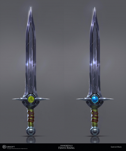 Concept art of Sword from the video game Immortals Fenyx Rising by Gabriel Blain