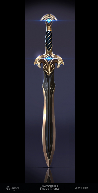 Concept art of Sword from the video game Immortals Fenyx Rising by Gabriel Blain