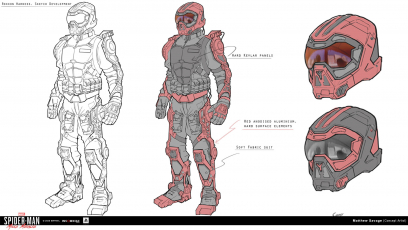 Concept art of Roxxon Harness from the video game Spider Man Miles Morales by Matthew Savage