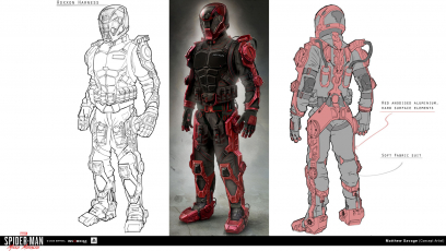 Concept art of Roxxon Harness from the video game Spider Man Miles Morales by Matthew Savage