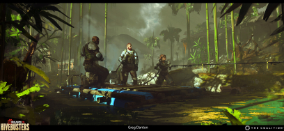 Concept art of Boat Ride from the video game Gears 5 Hivebusters by Greg Danton
