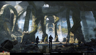 Concept art of Wakaatu Nest from the video game Gears 5 Hivebusters by Greg Danton