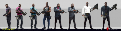 Concept art of Bodyguards from the video game Cyberpunk 2077 Additions 02 by Bernard Kowalczuk