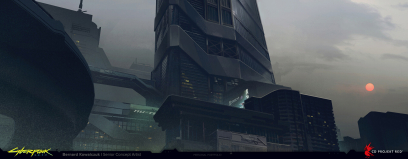 Concept art of Corporate Area from the video game Cyberpunk 2077 Additions 02 by Bernard Kowalczuk