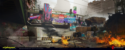 Concept art of Pacifica from the video game Cyberpunk 2077 Additions 02 by Bernard Kowalczuk