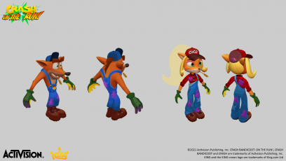 Concept art of Farmer Costume from the video game Crash Bandicoot On The Run by Richard Partridge