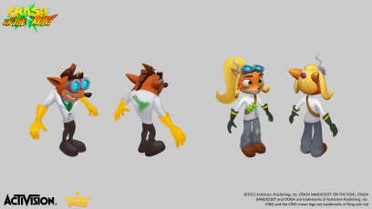 Concept art of Lab Assistants Costume from the video game Crash Bandicoot On The Run by Richard Partridge