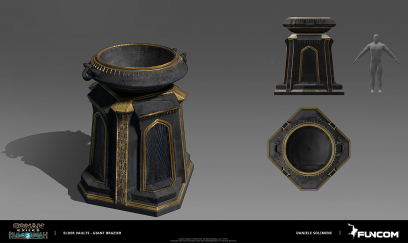 Concept art of Elder Vaults Giant Brazier from the video game Conan Exiles by Daniele Solimene