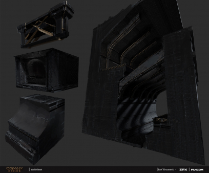 Concept art of Elder Vaults Tile Set from the video game Conan Exiles by Bartosz Tchorzewski