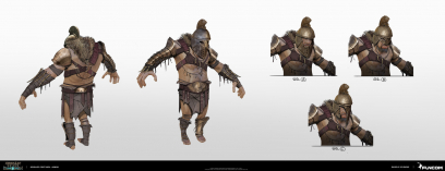 Concept art of First Man Armor from the video game Conan Exiles by Daniele Solimene