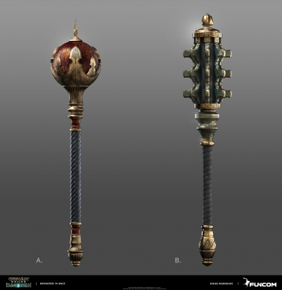 Concept art of Menagerie One-Handed Mace from the video game Conan Exiles by Diogo Rodrigues