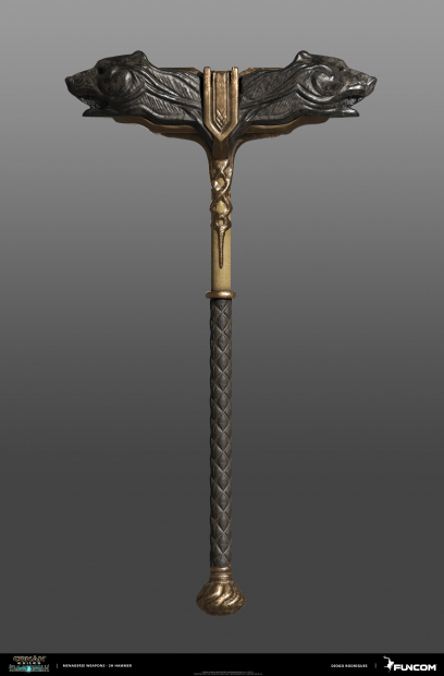 Concept art of Menagerie Two-Handed Hammer from the video game Conan Exiles by Diogo Rodrigues