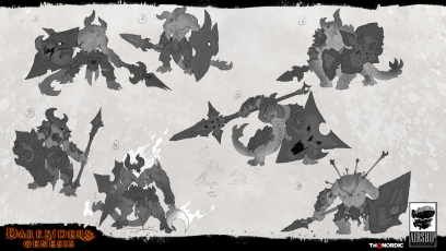 Concept art of Shield Demon from the video game Darksiders Genesis by Baldi Konijn