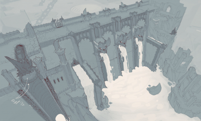 Concept art of Hell Dam from the video game Darksiders Genesis by Baldi Konijn