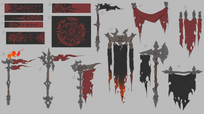 Concept art of Demon Banners from the video game Darksiders Genesis by Baldi Konijn