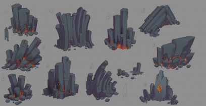 Concept art of Tremor Rocks from the video game Darksiders Genesis by Baldi Konijn
