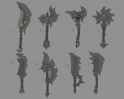 Concept art of Demon Champion Blades from the video game Darksiders Genesis by Baldi Konijn