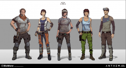 Concept art of Early Freelancer Sketches from the video game Anthem by Steve Klit
