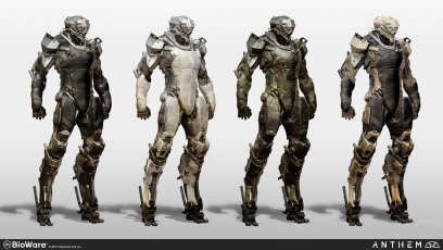 Concept art of Lancer Exo from the video game Anthem by Alex Figini