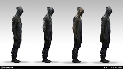 Concept art of Sentinel Character Exploration from the video game Anthem by Alex Figini